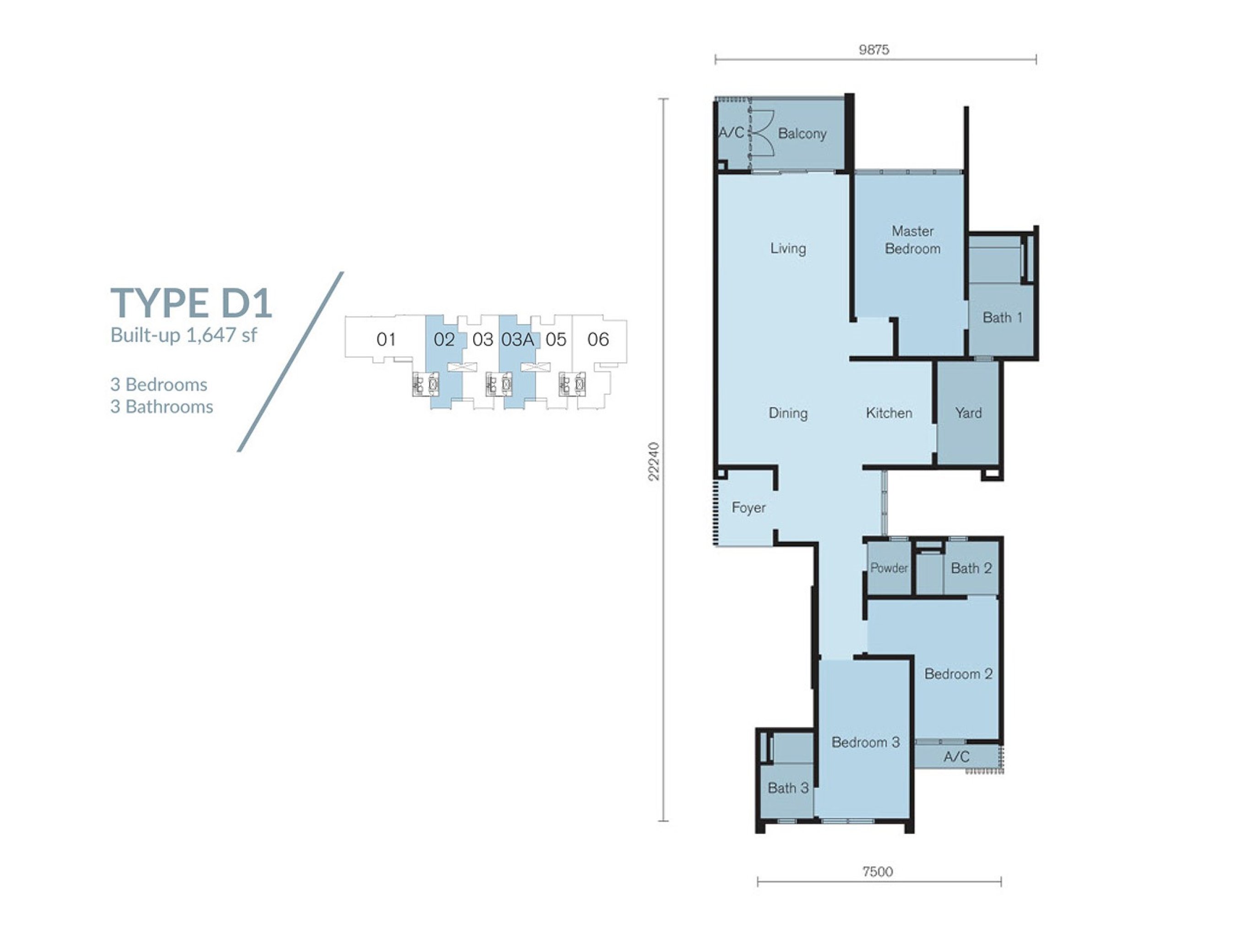 Condo Villa Type D1 Layout