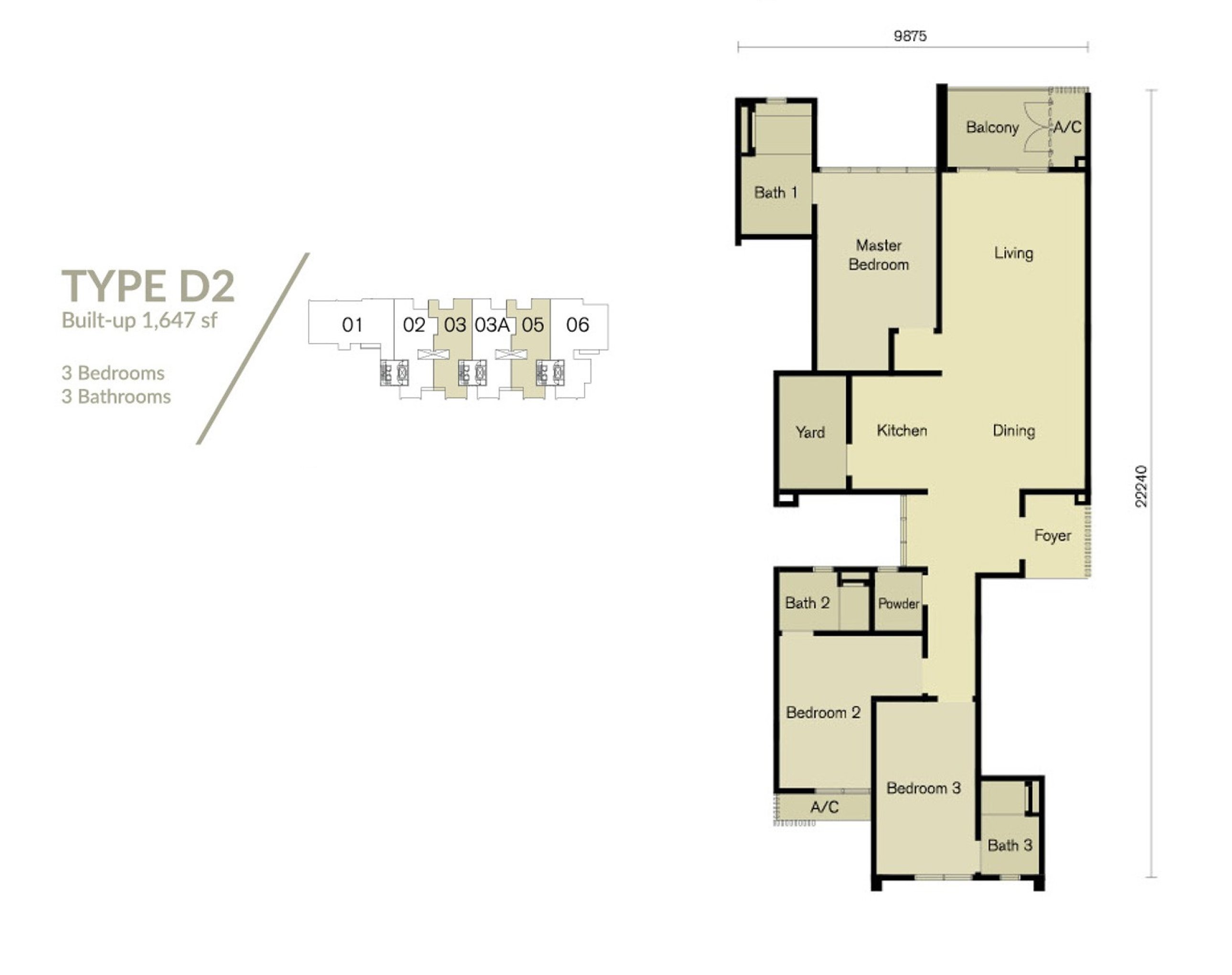 Condo Villa Type D2 Layout
